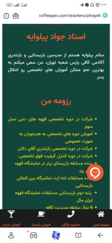 رزومه‌سازی تقلبی برای استاد جواد پیلوایه در وب‌سایت کافی پارس